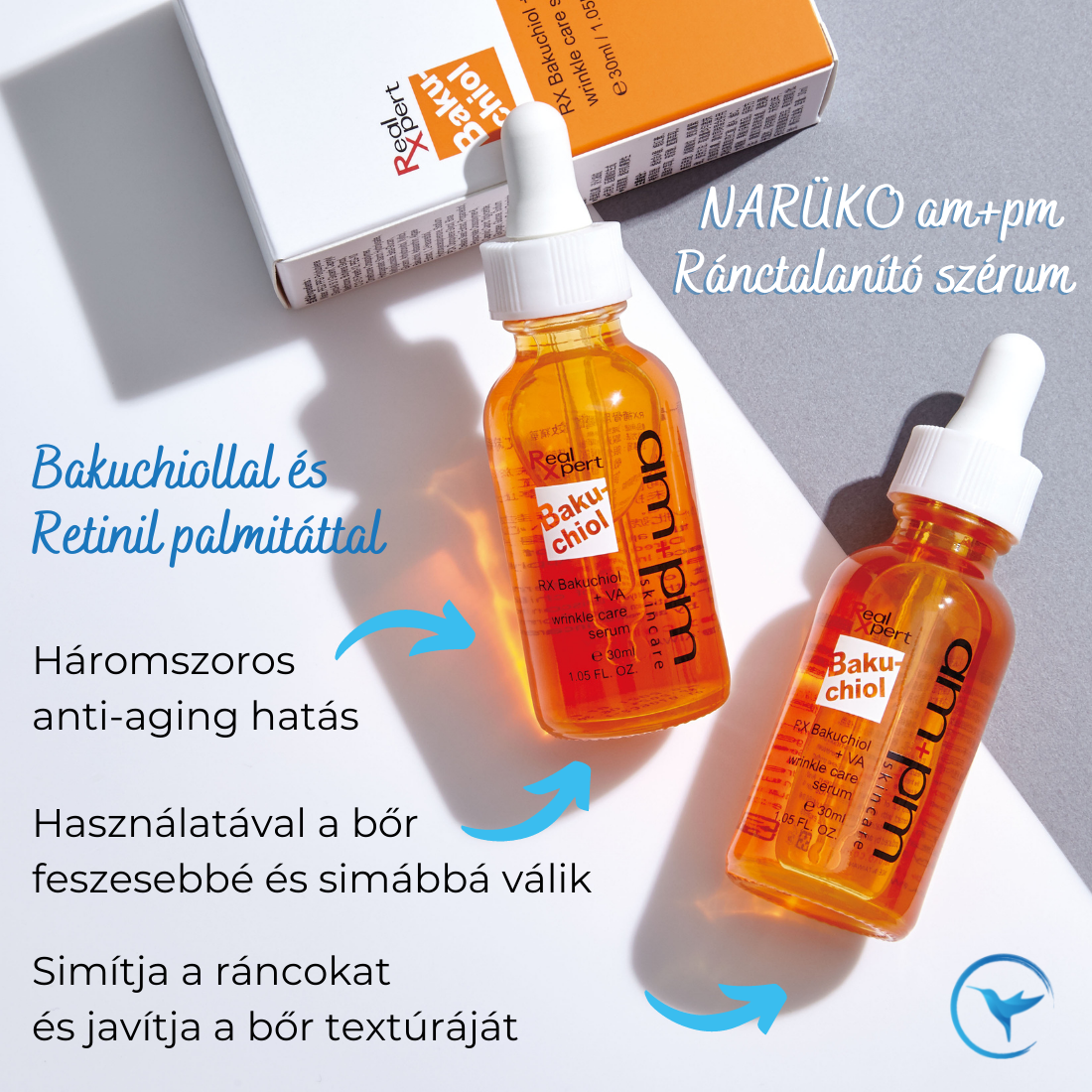 NARÜKO AM+PM RÁNCTALANÍTÓ SZÉRUM BAKUCHIOLLAL ÉS RETINILLEL