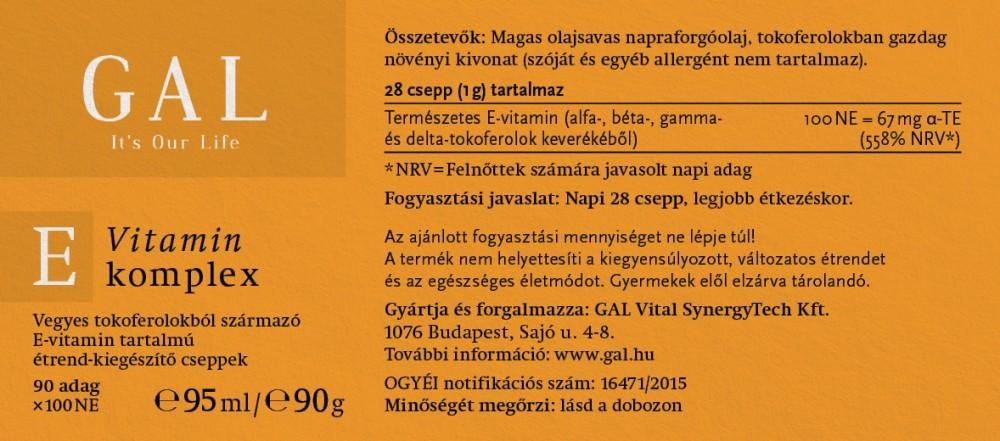 GAL E-Vitamin komplex összetevők